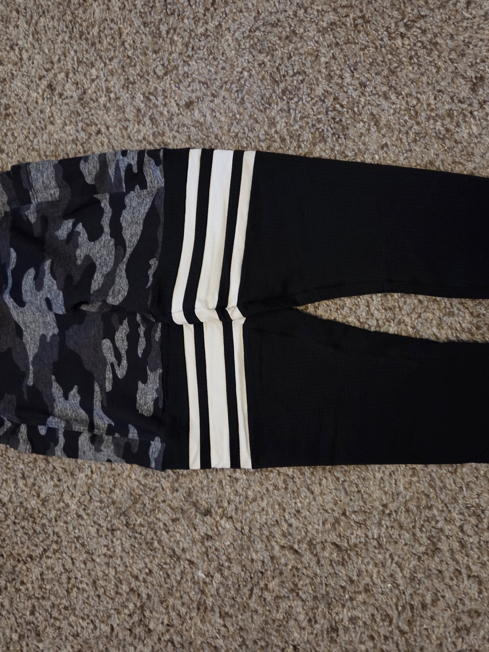 Bombshell Black & Gray Camo Leggings with White Stripe Detail